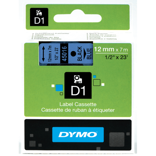 Dymo tape zwart/blauw