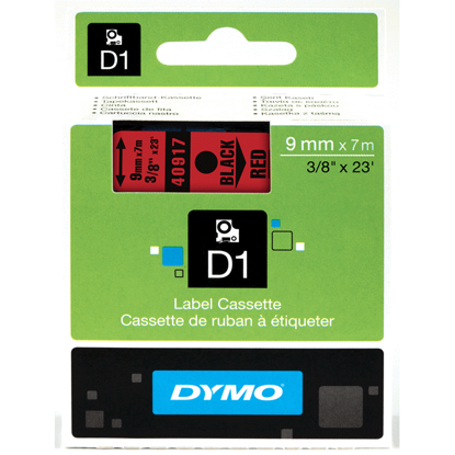 Dymo tape zwart/rood