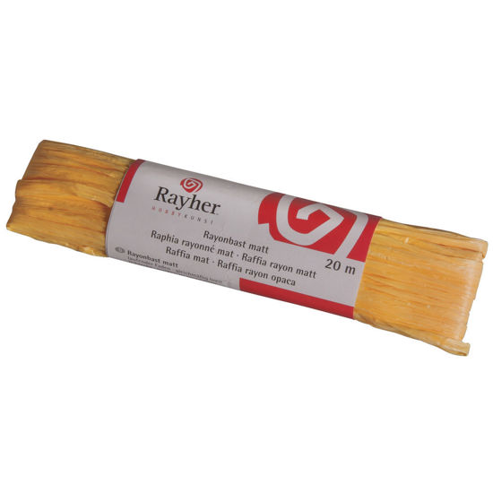 Raffia, mat geel, doorlopende draad van 20 meter