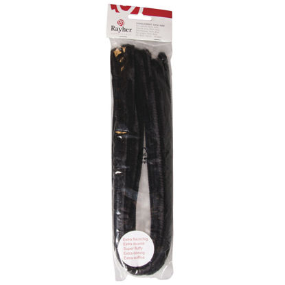 Chenilledraad zwart 50 cm, dikte 9 mm - 10 stuks