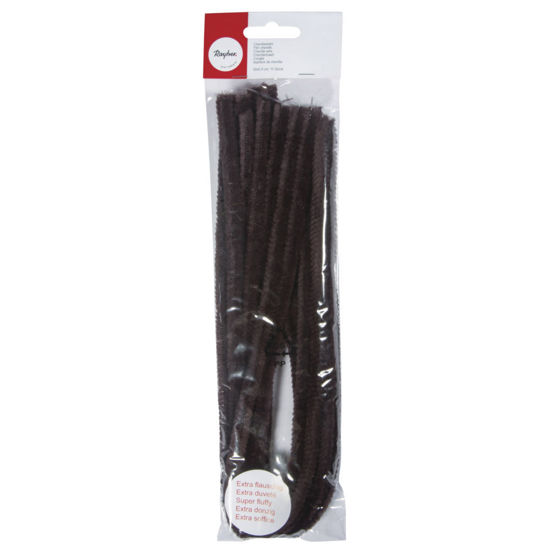 Chenilledraad donker bruin 50 cm, dikte 9 mm - 10 stuks