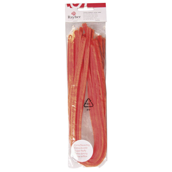 Chenilledraad oranje 50 cm, dikte 9 mm - 10 stuks