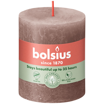 Rustiek stompkaars rustic taupe 80/68