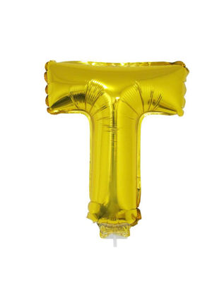 Folieballon letter T goud 41 cm