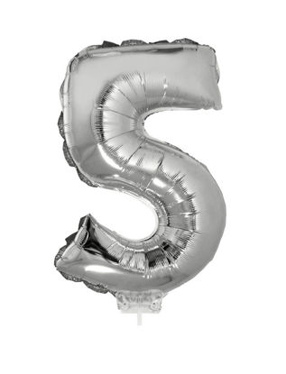 Folieballon cijfer 5 zilver 41 cm