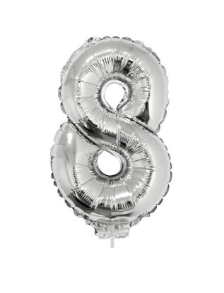 Folieballon cijfer 8 zilver 41 cm