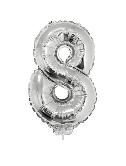 Folieballon cijfer 8 zilver 41 cm