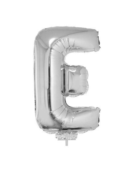 Folieballon letter E zilver 41 cm