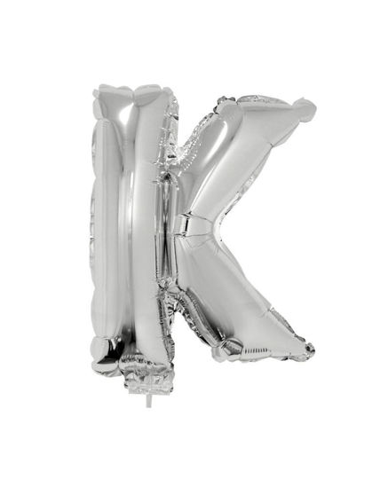 Folieballon letter K zilver 41 cm