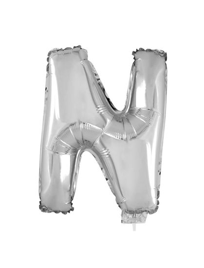 Folieballon letter N zilver 41 cm