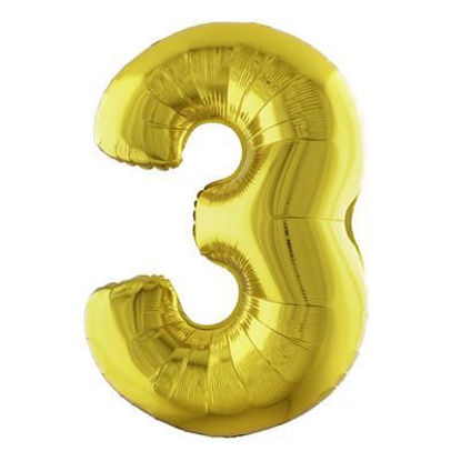 Folieballon cijfer 3 goud 81 cm