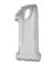 Folieballon cijfer 1 zilver 81 cm