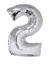 Folieballon cijfer 2 zilver 81 cm