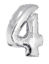 Folieballon cijfer 4 zilver 81 cm