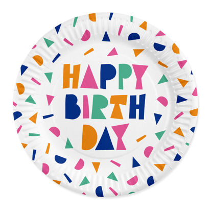 Papieren borden 'Happy Birthday' 23cm 8 stuks