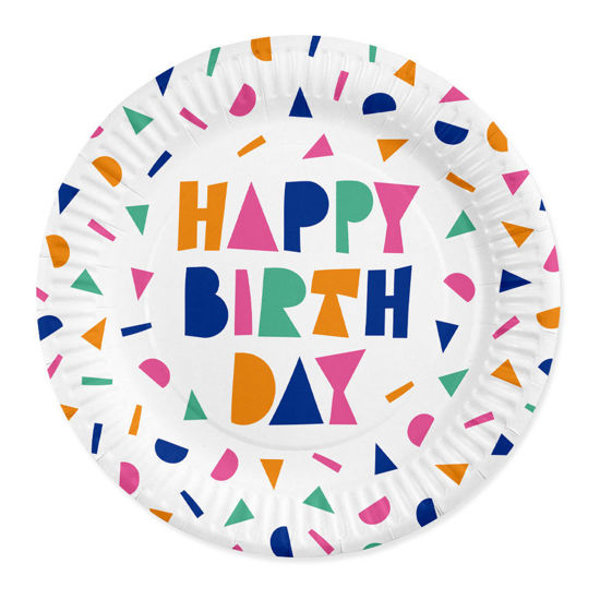 Papieren borden 'Happy Birthday' 23cm 8 stuks